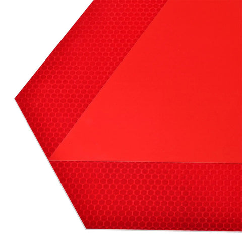Close-up of Heavy Duty Aluminum Slow Moving Vehicle Triangle Sign With Reflective Surface for Golf Carts, 15.6 x 13.6 inches