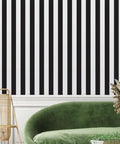 Black And White Striped Peel And Stick Wallpaper For Cabinets And Walls Self Adhesive Removable Waterproof Vinyl in living room setting