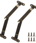 Heavy Duty Antique Brass Lid Support Hinge Pair With Pro Level Mounting Hardware For Retractable Cabinet Doors And Furniture Makeover Hassle Free Assembly, showing two hinges and screws.