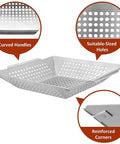 Stainless Steel Grill Basket For Indoor And Outdoor Use Large 12 By 12 By 2 Inch Veggie And Kabob Grilling Basket Heavy Duty