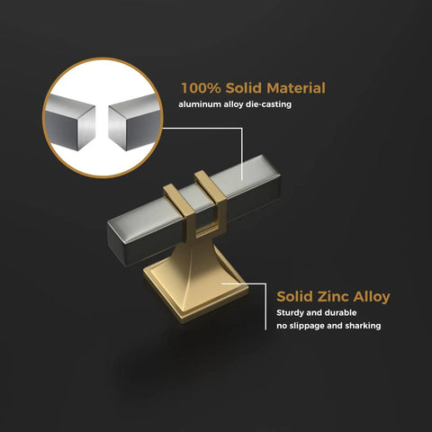 Top Tier Two Tone Cabinet Knobs Six Pack Brushed Nickel And Gold Square Handles Solid Steel Kitchen Cupboard Hardware Included Mounting Screws Straight Fire Quality To Give Your Home A Clean Vibe
