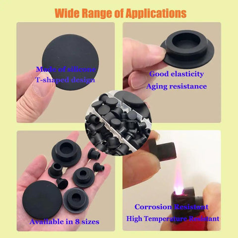 Top Picks 102 Piece T-Type Silicone Hole Plugs Kit With 8 Sizes For Auto, Furniture Pipes And Bottles Sealing Grommet Stoppers Dust Proof High Heat Resistant Caps Black Durable Rubber Stuffing. silicone T-shaped plugs in 8 sizes for pipe and bottle sealing