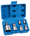 Versatile 6 Piece Socket Adapter Reducer Set Drives 1 4 To 3 8 And 5 16 Drive Conversion Kit For Tough Steel Ratchets And Impact Sockets Hardened Polished Non Rust Heavy Duty Garage Tools in blue case