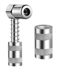 90 Degree Grease Gun Adapter For Tight Spaces, 3 Jaw Coupler To Reach Hard To Access Fittings, No Sweat Quick Connect, zinc plated