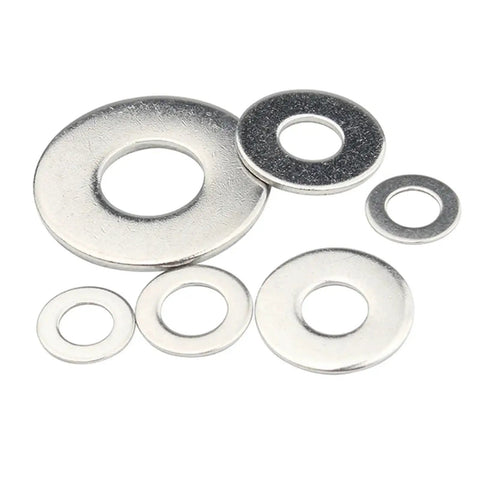 Heavy Duty 304 Stainless Steel Flat Washers Set M3 To M24 200 Piece Assortment Kit For Smooth Load Distribution Consistent Thickness And Tight Even Clamping In Any Project Must Have Hardware Essential, assorted stainless steel flat washers