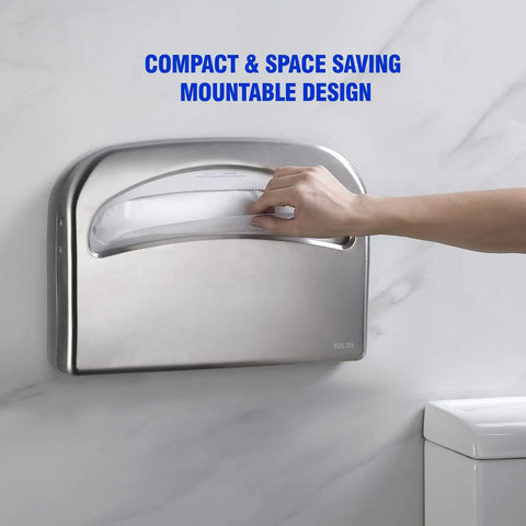 Wall Mount Toilet Seat Cover Dispenser For Commercial Use, Half Fold Sheets, 304 Stainless Steel Construction, 16 Inch