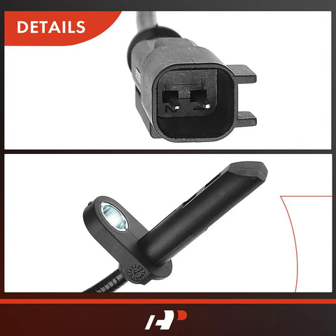Close-up of Heavy Duty No Nonsense Antilock Braking System Sensor For Buick Enclave Chevy Traverse GMC Acadia 3.6L 4WD SUV with connector and mounting point.