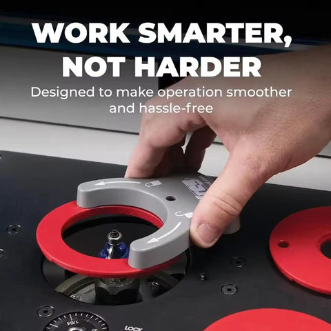 Smooth Running Precision Router Table Lift System Featuring Hard Anodized Aluminum Plate and Bearing Guide Carriage enhancing bit changes.