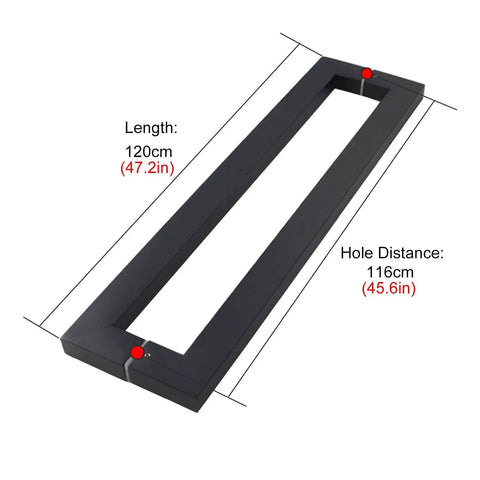 Built Tough Black Matte Stainless Steel Push Pull Door Handle for Barn Style and Home Doors, Square Modern Design, 120 cm length