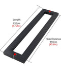 Black Matte Stainless Steel Push Pull Door Handle Set For Indoor And Outdoor Doors 120 Cm Square Barn Style Ergonomic Chamfered Edges