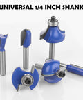 Zoomed view of 24 Piece Quarter Inch Shank Tungsten Carbide Router Bit Set for Woodworking Pros and Beginners with various shapes