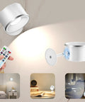 LED Wall Mounted Reading Lights Dope 2 Pack Cordless Magnetic Wall Sconce with Remote displayed in use on bedroom wall.