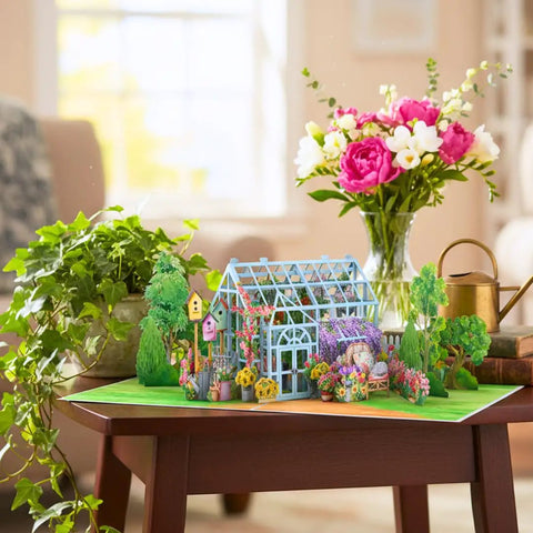 Pop Up Mother's Day Card With 3D Greenhouse Garden Scene That Blooms When Opened, 6x8 Inch Size, Unique Greeting Card For Mom Grandma Wife Women From Daughter Son, Thank You Gift With Envelope