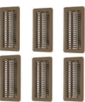Heavy Duty 4 Inch By 10 Inch Floor Vent Covers Brown 6 Pack Built To Last Walkable Registers With Premium Finish Easy Adjust Deflector Reinforced Weld Bend Proof Edges - top view of vents