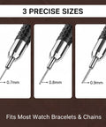 Three Piece Watch Link Remover Tool Kit With 0.7mm, 0.8mm And 0.9mm Precision Punches