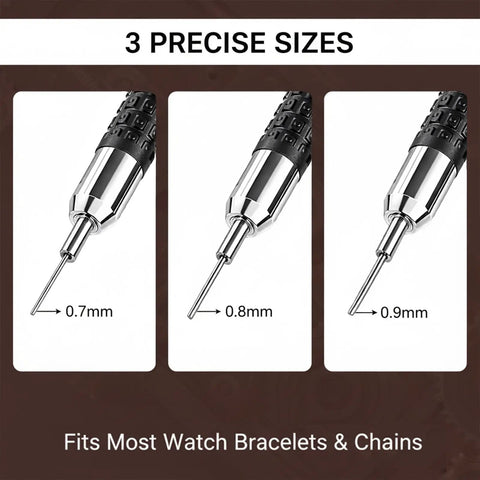 Three Piece Watch Link Remover Tool Kit With 0.7mm, 0.8mm And 0.9mm Precision Punches