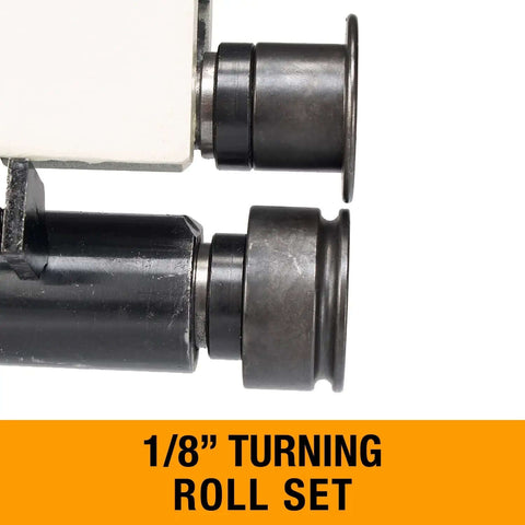 Manual Bead Roller For Metalworking, 7 Inch Throat, 22 Gauge Mild Steel, 1/8 Inch Turning Roll Set close-up view