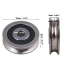 Heavy Duty Bearing Steel Cable Pulley 2 Pack U Shape Groove Wheel 6x30x8mm With 782 Lbs Load Capacity For Industrial Equipment And Gear Maintenance For Workshop And Shop Floor Use, side view