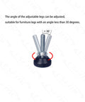 Premium Adjustable Furniture Levelers With Super Slick PTFE Swivel Feet For Tables And Couches No Sweat Rattle Fix showing three threaded screws.