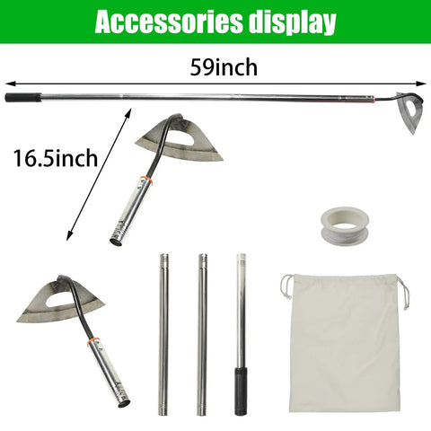 All Steel Hardened Hollow Hoe Workhorse With 55 Inch Adjustable Handle For Heavy Duty Weeding Scuffle Hula Hoe accessories display