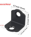 Built Tough As Nails 50 Pack Heavy Duty 90 Degree Corner Braces 0.75 Inch L Bracket Metal Furniture Connectors For Wood Cabinets Beds Drawers With Screws Ready Fast, close-up view of black metal bracket.