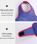 Totally Kid Friendly Fencing 3 Piece Practice Gear Set With Plastic Mask And Chest Protector showing blue vest and Velcro detail