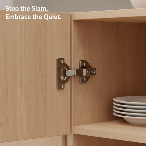 2.46 Inch Short Arm Hydraulic Cabinet Hinge With Soft Close installed on wooden kitchen cabinet door