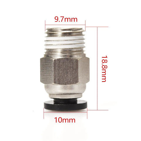 Go-To Pneumatic PC4-M10 Bowden Tube Fittings Straight Quick Connectors for E3D V6 Bowden Extruder PTFE Tube 4mm OD Ender-3 Ender-3 V2 CR-10 Compatible 1.75mm Filament Printers Pack of 10, 9.7mm x 18.8mm