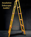 Heavy Duty Non Conductive Frp Telescoping Ladder Built Tough For Live Electrical Grind With Rock Solid Three Hundred Thirty Pound Rating And Quick Foldaway Design For Easy Hauling, shown in full height.