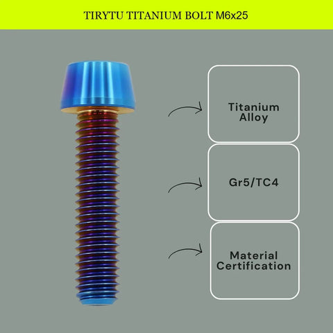 Ultra Lightweight Titanium M6x25mm Bolts 4 Pack Hex Socket Screws For Motorcycle And Bicycle CNC Upgrades Burnt Blue Finish
