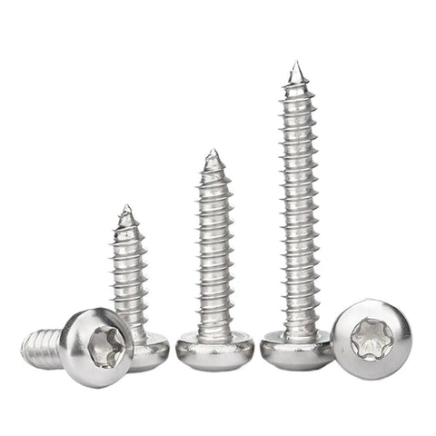 304 Stainless Steel Hex Socket Round Head Tapping Screws Pack Of 200 M2.6 12mm Six Lobed Wood Screws Pan Head close-up