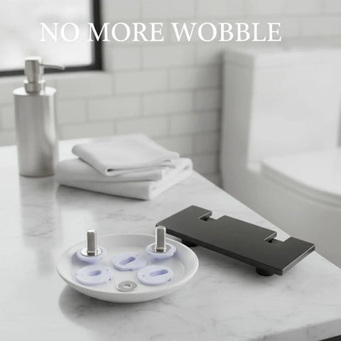 Heavy Duty Black Stainless Toilet Seat Hinge Bolts And Nuts Kit For Standard Toilets No Wobble Fix Hardware Easy Install Replacement Set For A Tight Secure Bathroom Seat, black hinge parts on bathroom counter