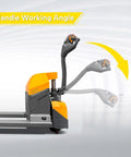 ApolloLift Electric Pallet Jack 3300 Lbs Capacity With Full Battery Charger showing adjustable handle working angle for easy operation.