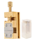 Brass Watch Repair Vise With Tiny Clamp Holds 0.2-0.9mm Hands And Wheel Parts, Compact Bench Tool standing upright