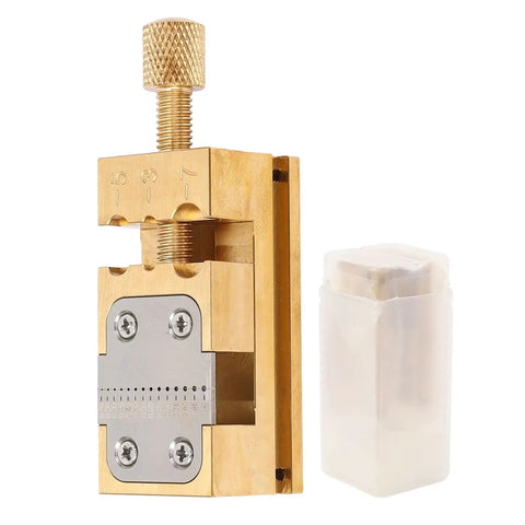Brass Watch Repair Vise With Tiny Clamp Holds 0.2-0.9mm Hands And Wheel Parts, Compact Bench Tool standing upright