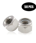 Heavy Duty Nylon Insert Hex Lock Nuts 1/4-20 Thread Stainless Steel 304 18-8 Bright Finish Pack Of 50 for secure fastening