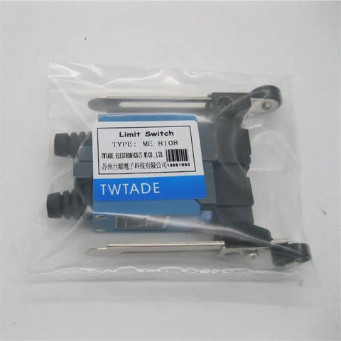 Two Pack ME 8108 Adjustable Roller Lever Arm Limit Switch in packaging for CNC mills and routers with NC and NO contacts