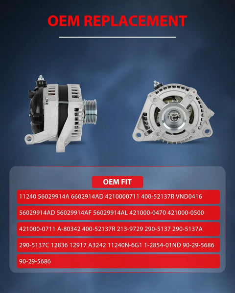 11240 Alternator Replacement For 2007 Chrysler Aspen 2007 Dodge Durango 2007 To 2010 Dodge Nitro front and side view close-up