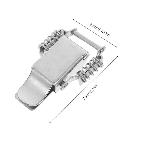 Toggle Latches Stainless Steel Dual Spring Design For Toolbox And Cabinet Boxes Weatherproof Tough As Nails For Outdoor Work And Home Repairs Secure Closure 2 Pairs shown with dimensions 4.5cm x 7cm.