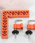 Killer Adjustable Seven Piece Right Angle Clamp Set Lightweight ABS Plastic Corner Clamping Kit For Smooth Woodworking Picture Frame And Cabinet Drawer Assembly Projects Orange Color, includes two clamps.