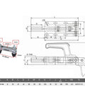 Heavy Duty 50mm Stroke Double Headed Push Pull Toggle Clamp For Welding Fixtures technical drawing with dimensions and model details.