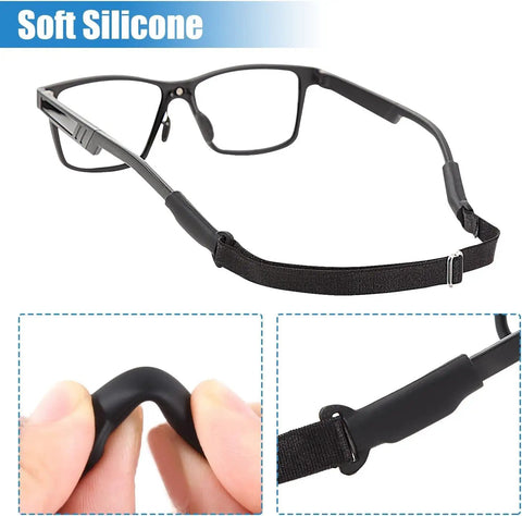 Adjustable Glasses Straps 3 Pack No Tail Eyewear Retainer For Men Women Kids Fits Eyeglasses And Sunglasses Black 7.5 To 13.5 Inches Soft Comfortable Elastic Polyester For All Day Comfort And Secure Fit