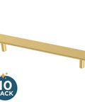 Brushed Gold Cabinet Pulls Set Of 10 With Five And One Sixteenth Inch Center To Center 128mm Casual Square Handles Front View