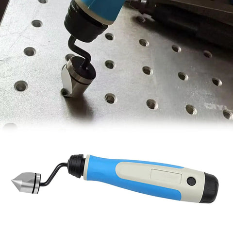 Homer NG1000 Deburring Countersink Tool Set With Sharp M2 High Speed Steel Cutters on metal surface for clean chamfering.