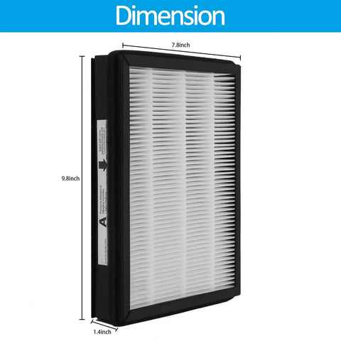 Two Pack H13 True Replacement Filter with Carbon Pre-Filters, dimensions 7.8x9.8x1.4 inches, compatible with multiple models