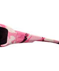 Premium Polarized Wraparound Safety Glasses With Badass Pink Camo Frames And Smoke Tinted Lenses side view design