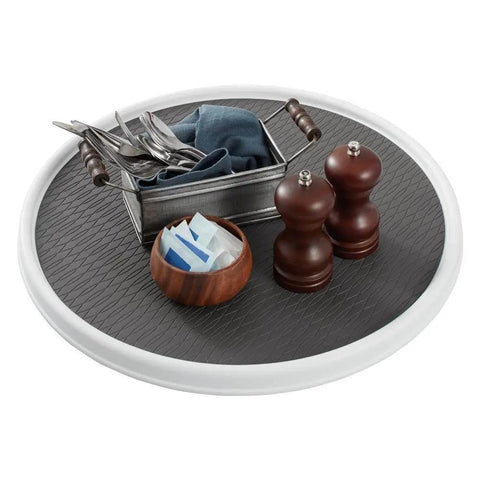18-Inch Lazy Susan Turntable Organizer For Pantry And Cabinets Non-Skid Spinner holding kitchen items