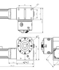 Heavy Duty Cnc Milling Dividing Head Fourth Axis Rotary Indexer With 15 To 1 Ratios dimensions in detailed technical drawing layout.