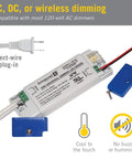 LED Dimmer Power Driver For Under-Cabinet Lighting With Removable AC Cord, 20W Gray, UL Listed, direct-wire or plug-in.