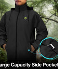 Heavy Duty Waterproof Rain Suit For All Weather Lightweight Breathable Rainwear With Sealed Seams Keeps You Dry In Light Or Heavy Rain Beats The Rain Black Size L For Outdoor Work And Hiking displaying large side pockets